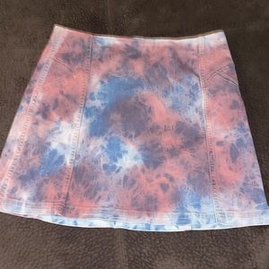 Denim tie dye mini skirt by Wild Fable.